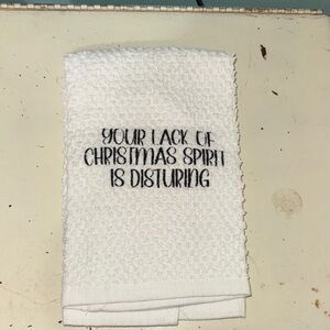Embroidered Christmas Spirit hand Towel NEW